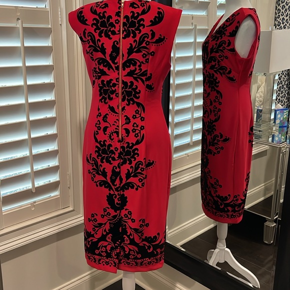 Flocked, V-Neck, Scuba Knit Dress from Nordstrom - Picture 4 of 6